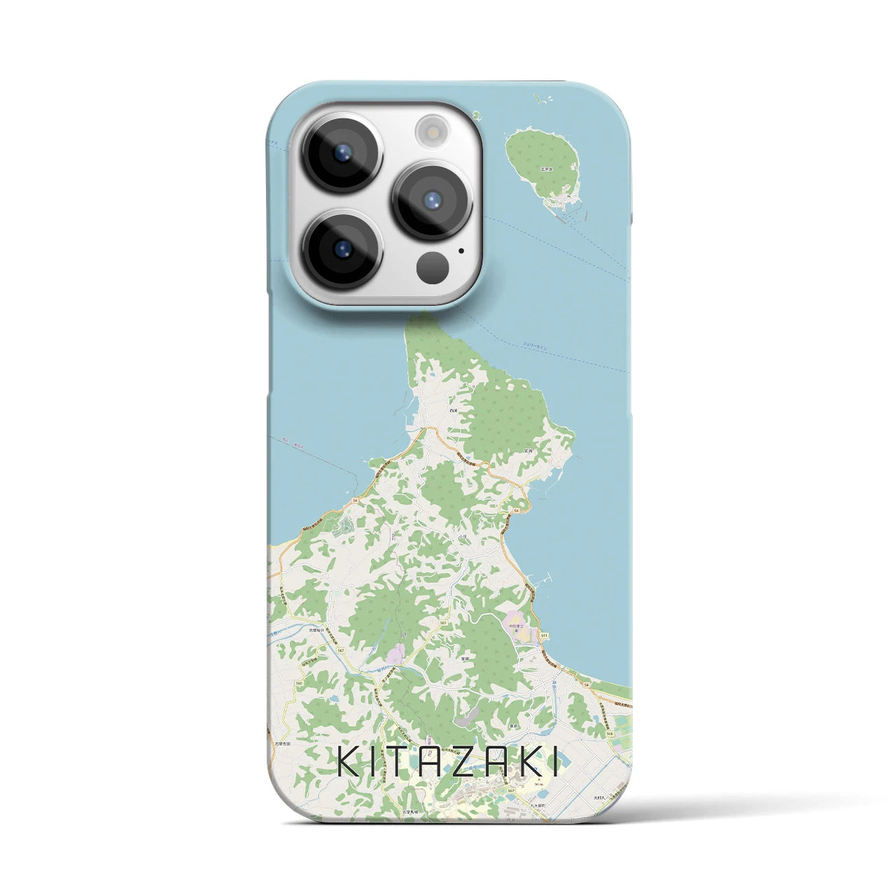 【北崎】地図柄iPhoneケース（バックカバータイプ・ナチュラル）iPhone 14 Pro 用