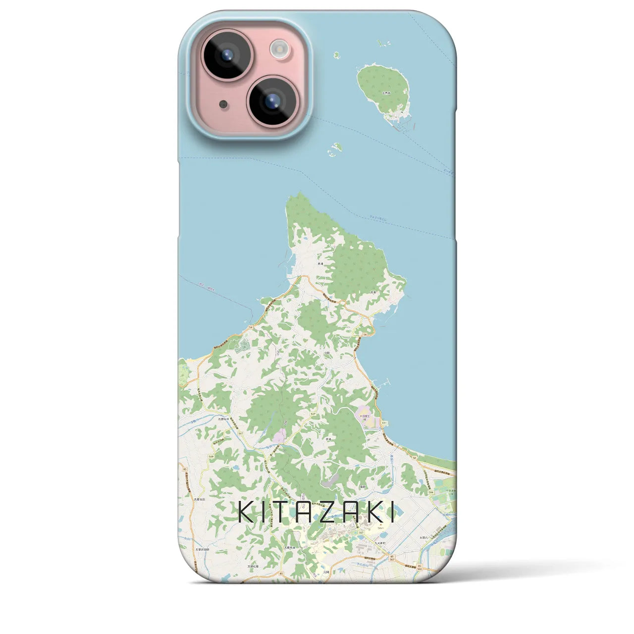 【北崎】地図柄iPhoneケース（バックカバータイプ・ナチュラル）iPhone 15 Plus 用