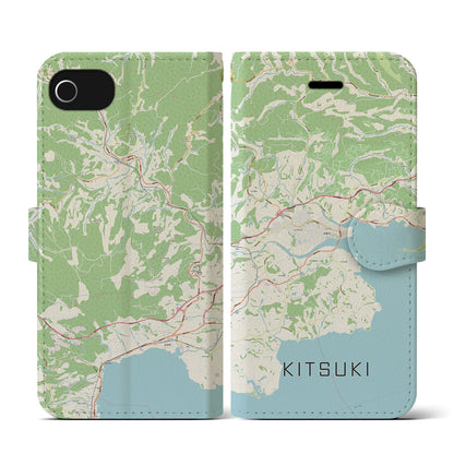【杵築（大分県）】地図柄iPhoneケース（手帳タイプ）ナチュラル・iPhone SE（第3 / 第2世代） / 8 / 7 / 6s / 6 用