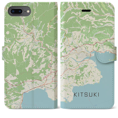 【杵築（大分県）】地図柄iPhoneケース（手帳タイプ）ナチュラル・iPhone 8Plus /7Plus / 6sPlus / 6Plus 用