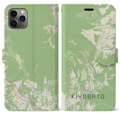 【清里（山梨県）】地図柄iPhoneケース（手帳タイプ）ナチュラル・iPhone 11 Pro Max 用