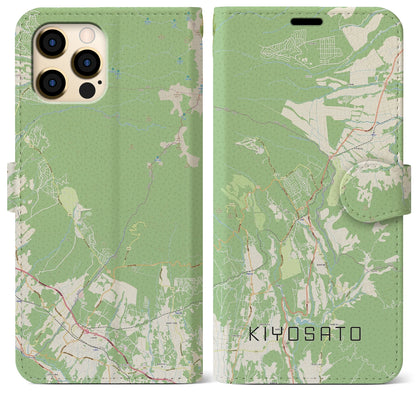 【清里（山梨県）】地図柄iPhoneケース（手帳タイプ）ナチュラル・iPhone 12 Pro Max 用