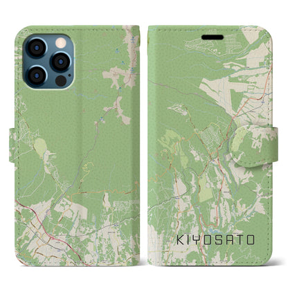 【清里（山梨県）】地図柄iPhoneケース（手帳タイプ）ナチュラル・iPhone 12 / 12 Pro 用