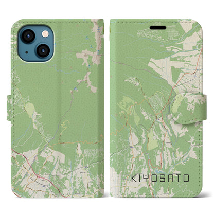 【清里（山梨県）】地図柄iPhoneケース（手帳タイプ）ナチュラル・iPhone 13 用