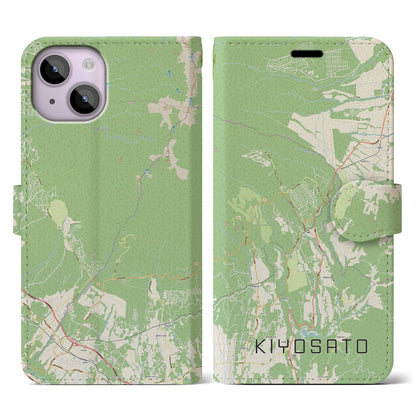 【清里（山梨県）】地図柄iPhoneケース（手帳タイプ）ナチュラル・iPhone 14 用