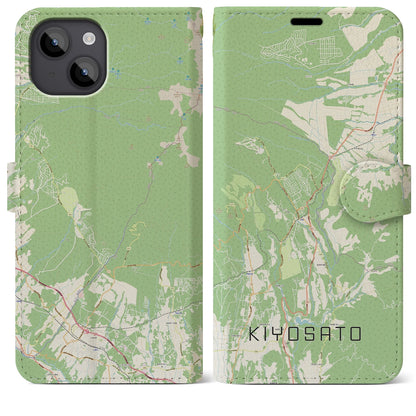 【清里（山梨県）】地図柄iPhoneケース（手帳タイプ）ナチュラル・iPhone 14 Plus 用