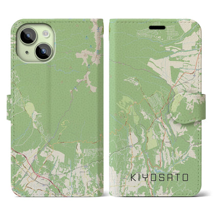 【清里（山梨県）】地図柄iPhoneケース（手帳タイプ）ナチュラル・iPhone 15 用