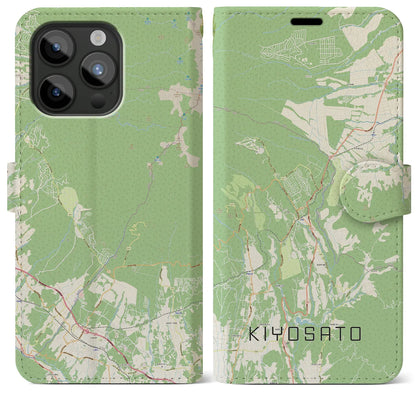 【清里（山梨県）】地図柄iPhoneケース（手帳タイプ）ナチュラル・iPhone 15 Pro Max 用