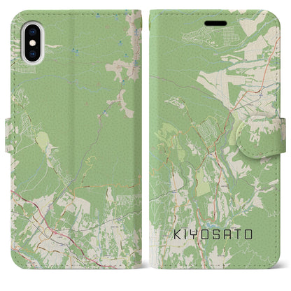 【清里（山梨県）】地図柄iPhoneケース（手帳タイプ）ナチュラル・iPhone XS Max 用