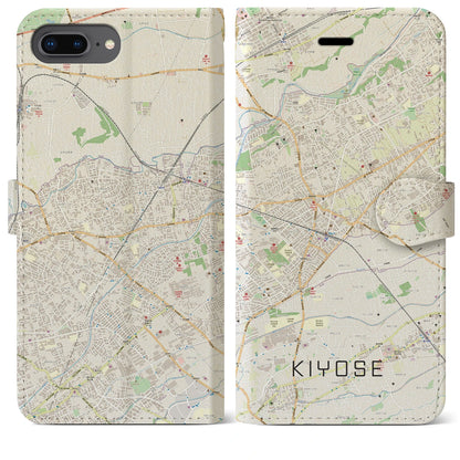 【清瀬（東京都）】地図柄iPhoneケース（手帳タイプ）ナチュラル・iPhone 8Plus /7Plus / 6sPlus / 6Plus 用