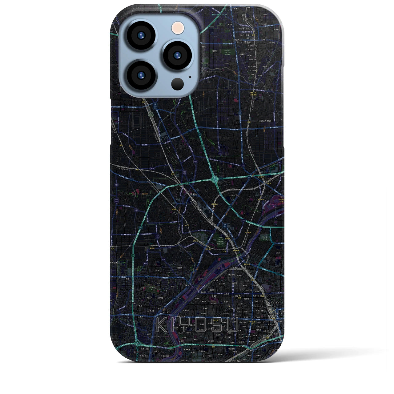 【清須】地図柄iPhoneケース（バックカバータイプ・ブラック）iPhone 13 Pro Max 用
