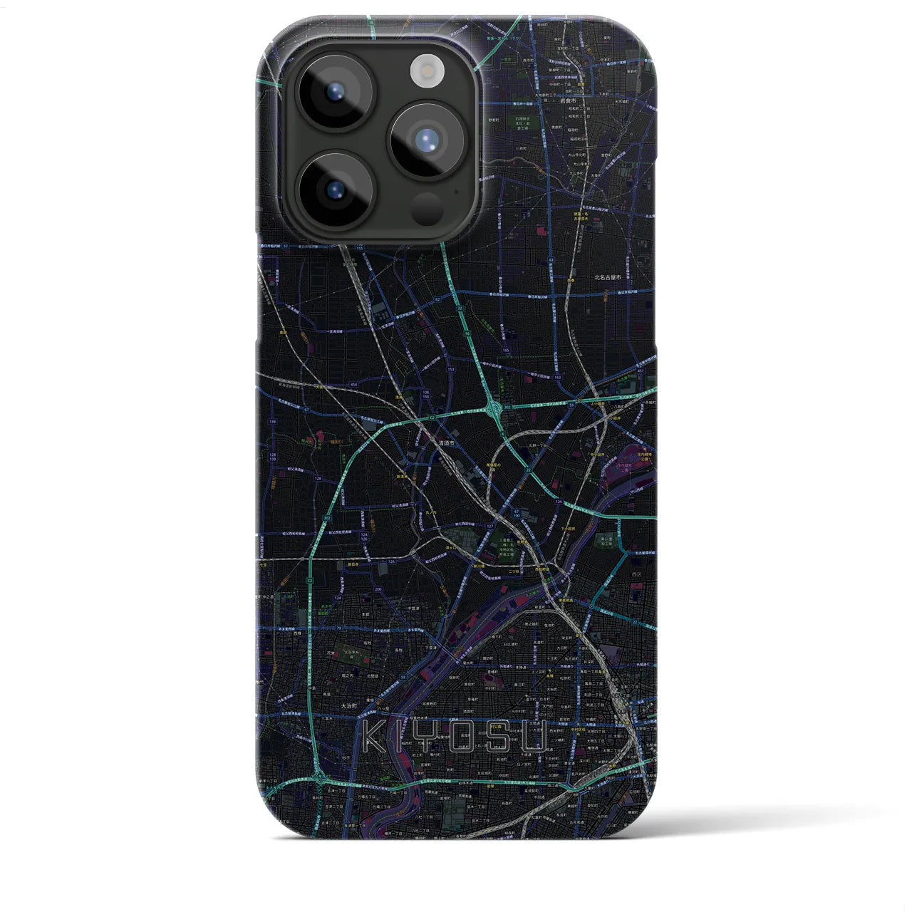 【清須】地図柄iPhoneケース（バックカバータイプ・ブラック）iPhone 15 Pro Max 用
