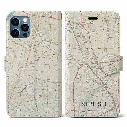 【清須（愛知県）】地図柄iPhoneケース（手帳タイプ）ナチュラル・iPhone 12 / 12 Pro 用