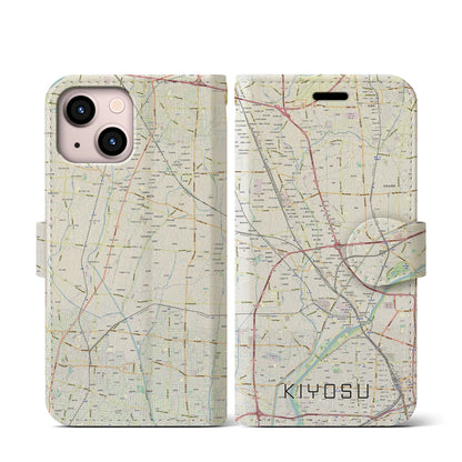 【清須（愛知県）】地図柄iPhoneケース（手帳タイプ）ナチュラル・iPhone 13 mini 用