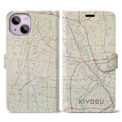 【清須（愛知県）】地図柄iPhoneケース（手帳タイプ）ナチュラル・iPhone 14 用