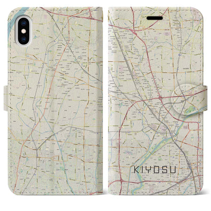 【清須（愛知県）】地図柄iPhoneケース（手帳タイプ）ナチュラル・iPhone XS Max 用