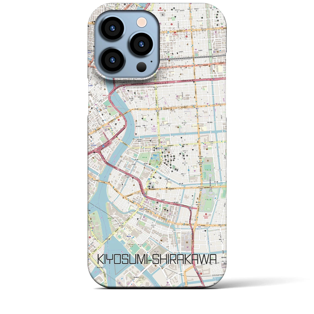 【清澄白河】地図柄iPhoneケース（バックカバータイプ・ナチュラル）iPhone 13 Pro Max 用