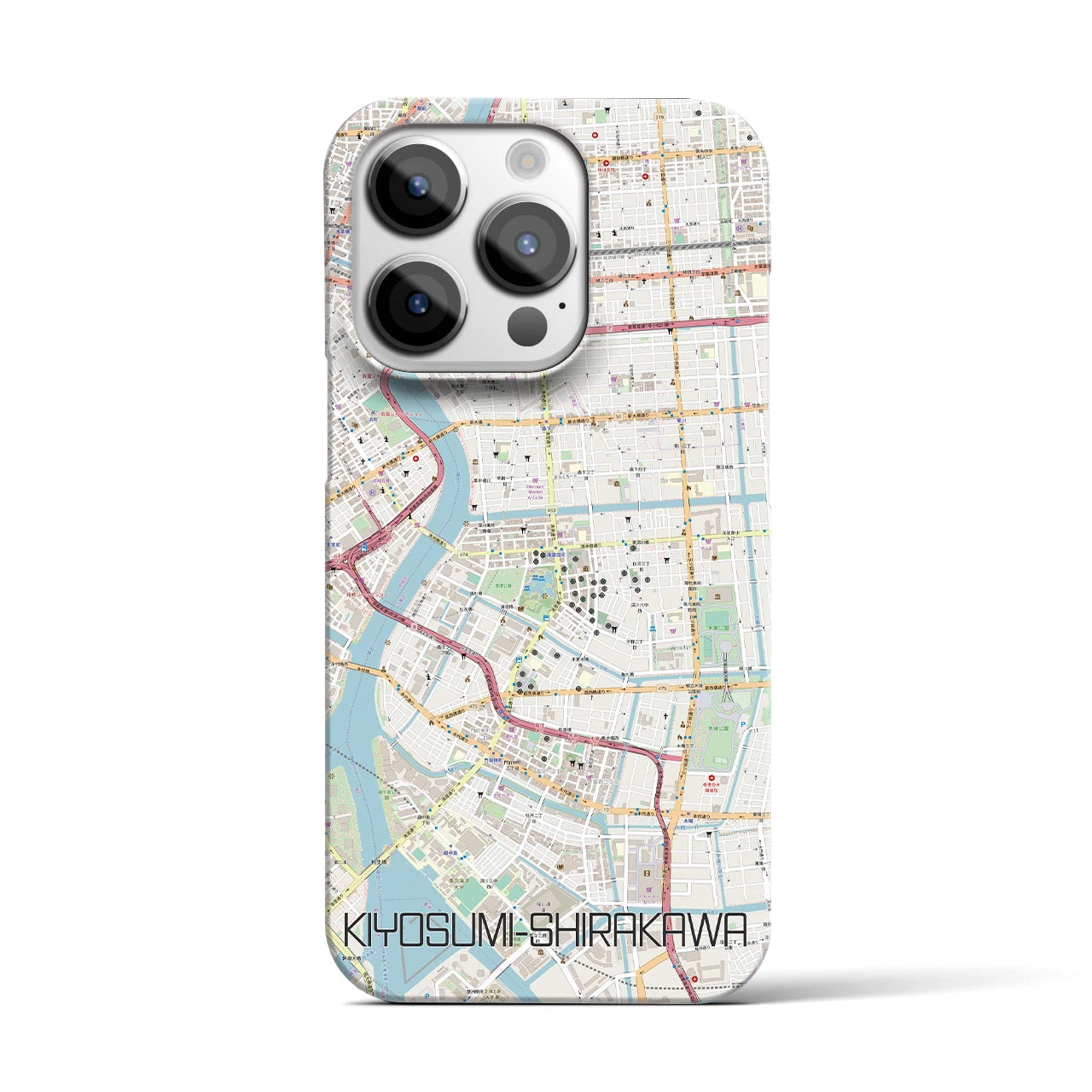 【清澄白河】地図柄iPhoneケース（バックカバータイプ・ナチュラル）iPhone 14 Pro 用