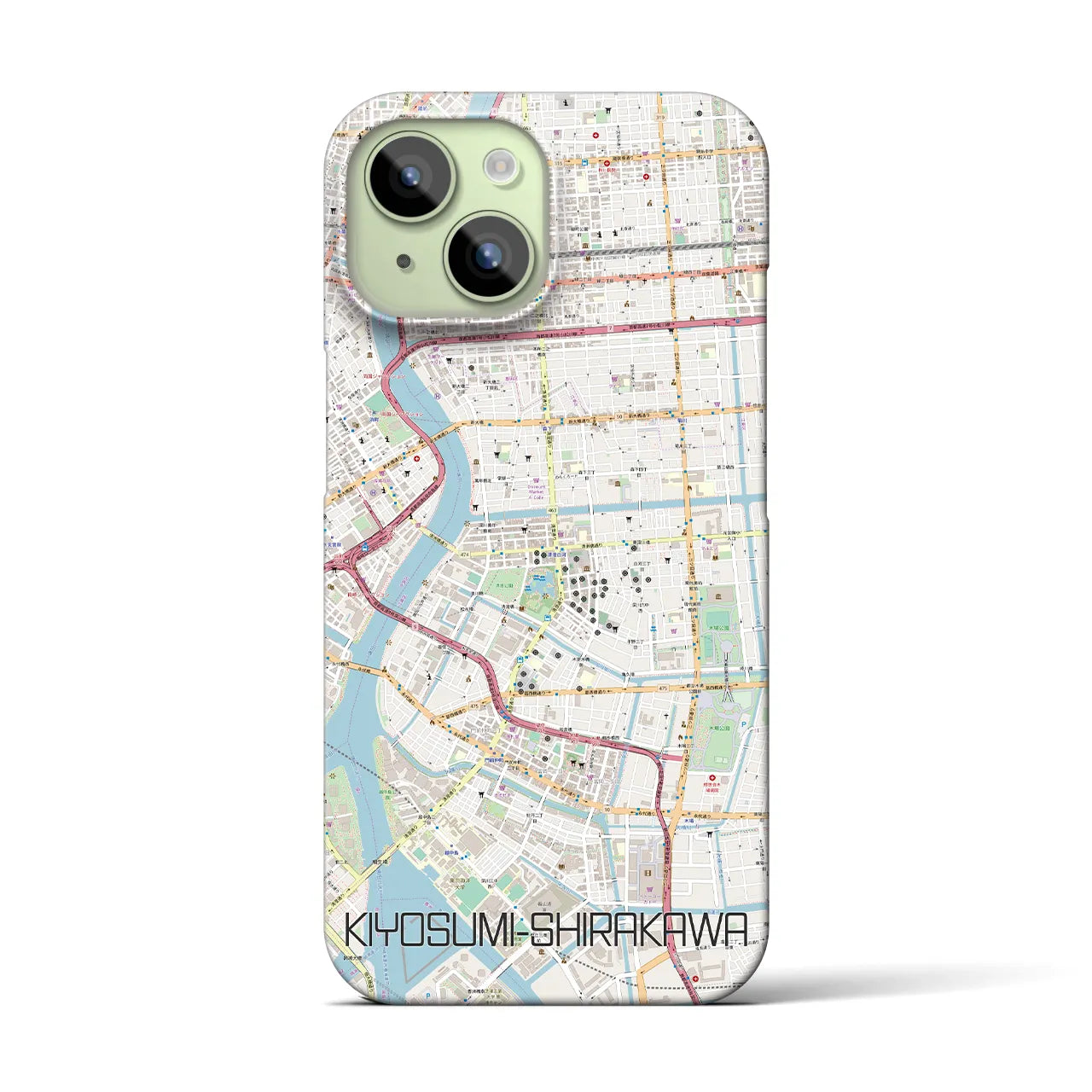 【清澄白河】地図柄iPhoneケース（バックカバータイプ・ナチュラル）iPhone 15 用