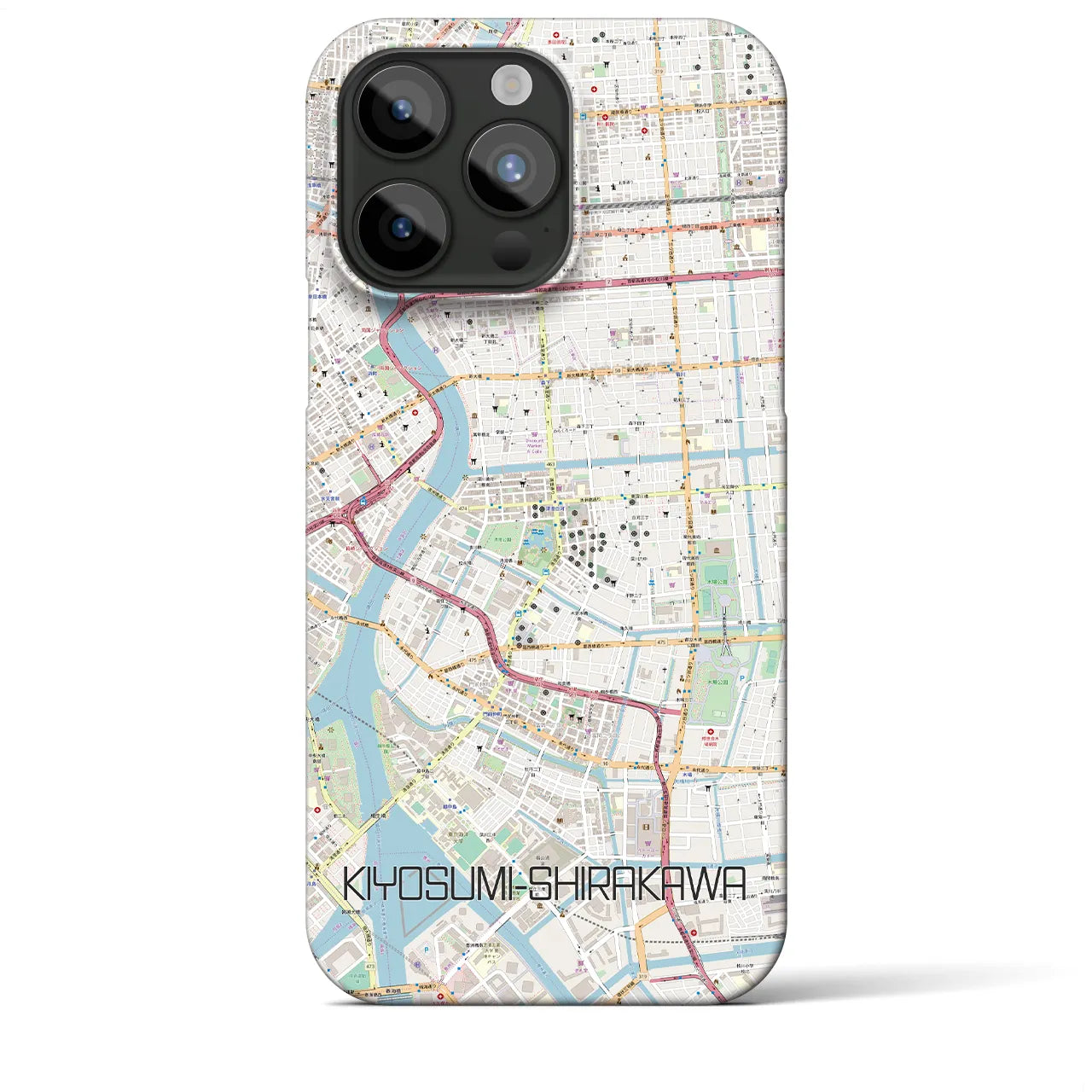 【清澄白河】地図柄iPhoneケース（バックカバータイプ・ナチュラル）iPhone 15 Pro Max 用