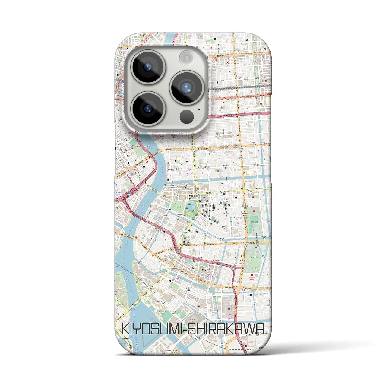 【清澄白河】地図柄iPhoneケース（バックカバータイプ・ナチュラル）iPhone 15 Pro 用