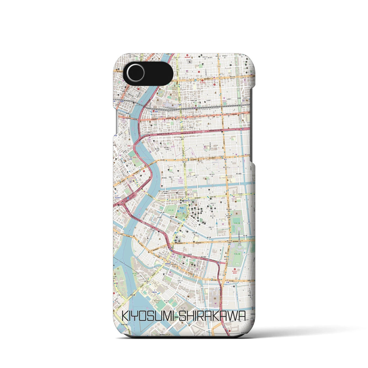 【清澄白河】地図柄iPhoneケース（バックカバータイプ・ナチュラル）iPhone SE（第3 / 第2世代） / 8 / 7 / 6s / 6 用