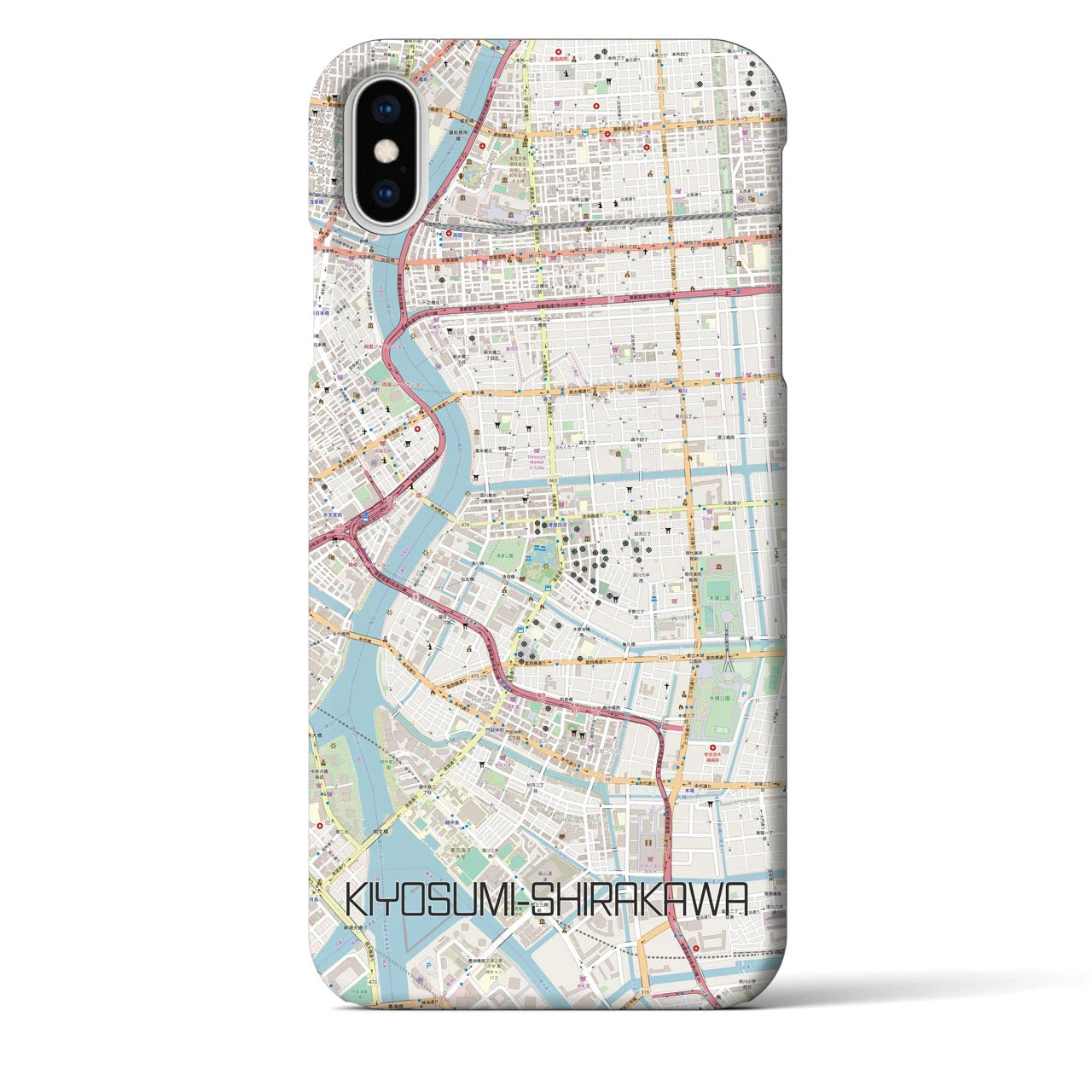 【清澄白河】地図柄iPhoneケース（バックカバータイプ・ナチュラル）iPhone XS Max 用
