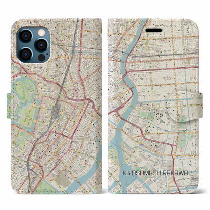 【清澄白河（東京都）】地図柄iPhoneケース（手帳タイプ）ナチュラル・iPhone 12 / 12 Pro 用