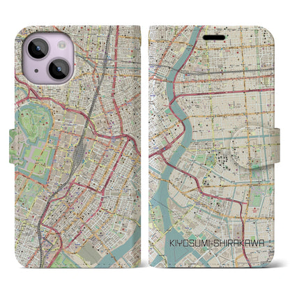 【清澄白河（東京都）】地図柄iPhoneケース（手帳タイプ）ナチュラル・iPhone 14 用
