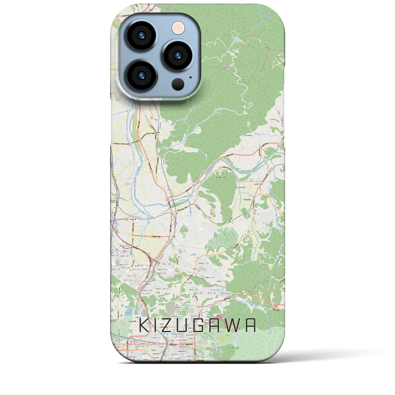 【木津川】地図柄iPhoneケース（バックカバータイプ・ナチュラル）iPhone 13 Pro Max 用