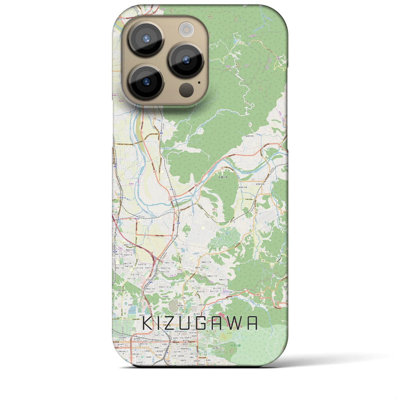 【木津川】地図柄iPhoneケース（バックカバータイプ・ナチュラル）iPhone 14 Pro Max 用