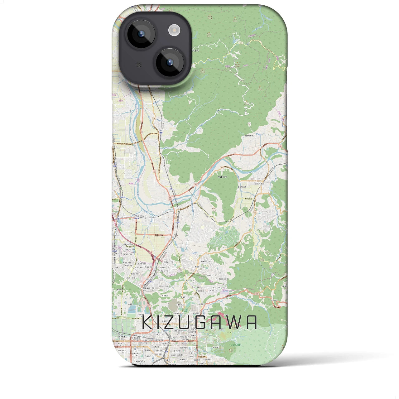 【木津川】地図柄iPhoneケース（バックカバータイプ・ナチュラル）iPhone 14 Plus 用