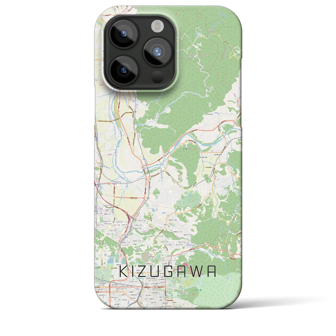 【木津川】地図柄iPhoneケース（バックカバータイプ・ナチュラル）iPhone 15 Pro Max 用