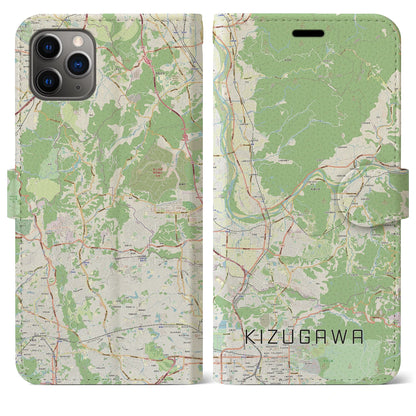 【木津川（京都府）】地図柄iPhoneケース（手帳タイプ）ナチュラル・iPhone 11 Pro Max 用