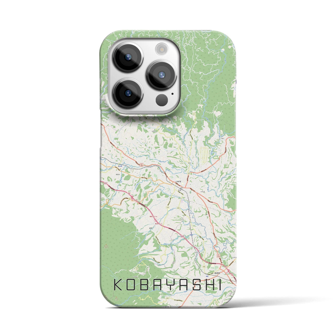 【小林】地図柄iPhoneケース（バックカバータイプ・ナチュラル）iPhone 14 Pro 用