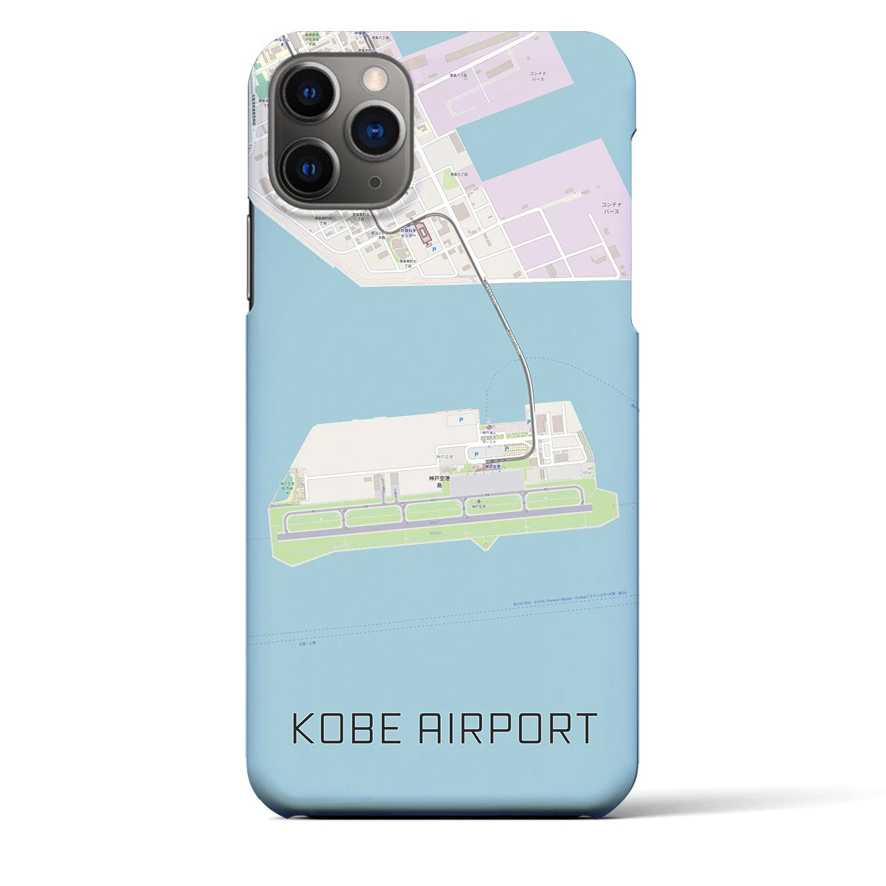 【神戸空港】地図柄iPhoneケース（バックカバータイプ・ナチュラル）iPhone 11 Pro Max 用