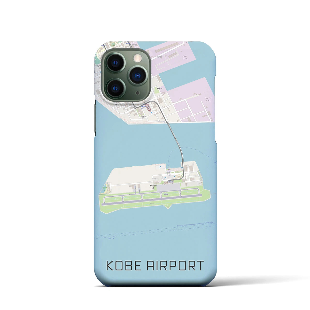 【神戸空港】地図柄iPhoneケース（バックカバータイプ・ナチュラル）iPhone 11 Pro 用