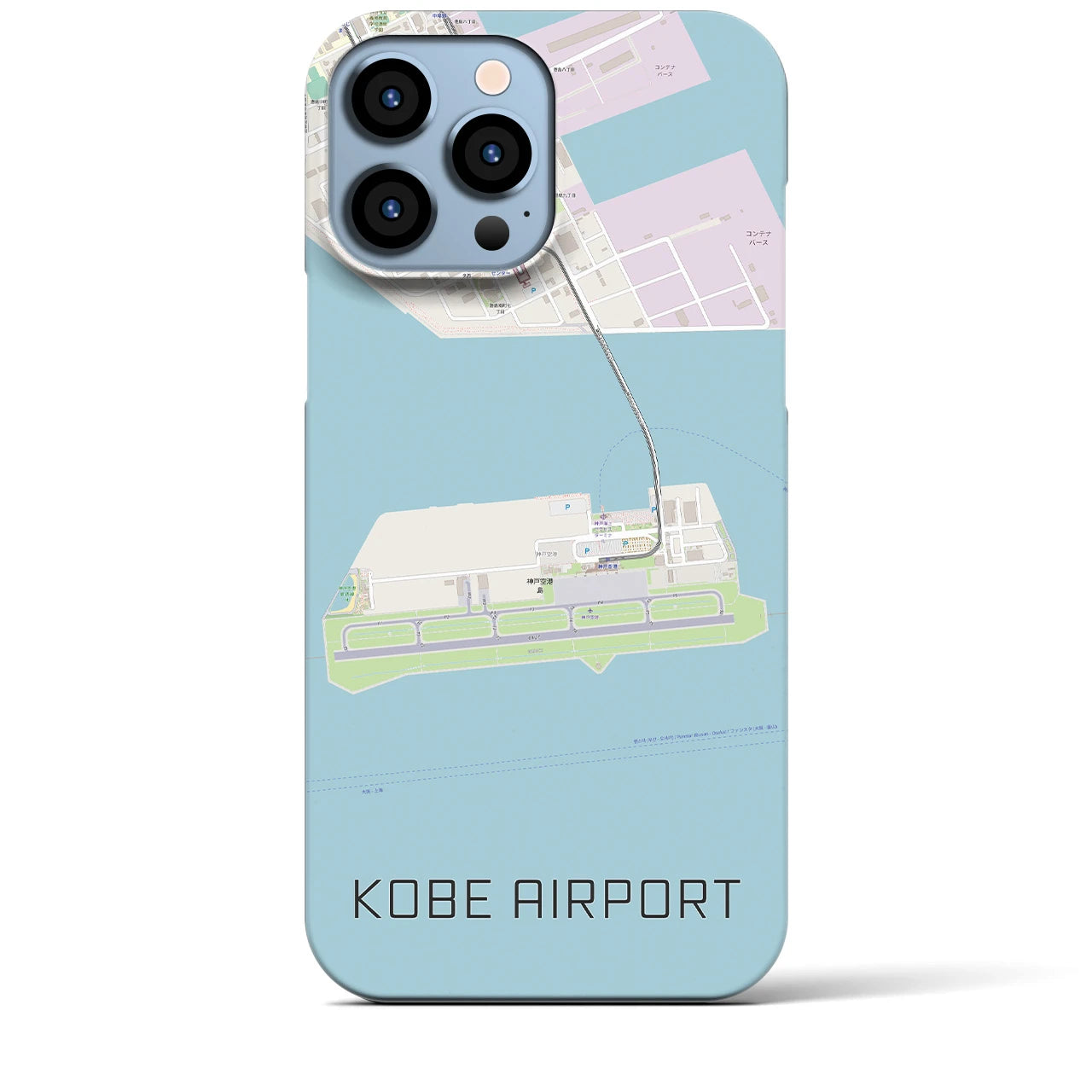 【神戸空港】地図柄iPhoneケース（バックカバータイプ・ナチュラル）iPhone 13 Pro Max 用