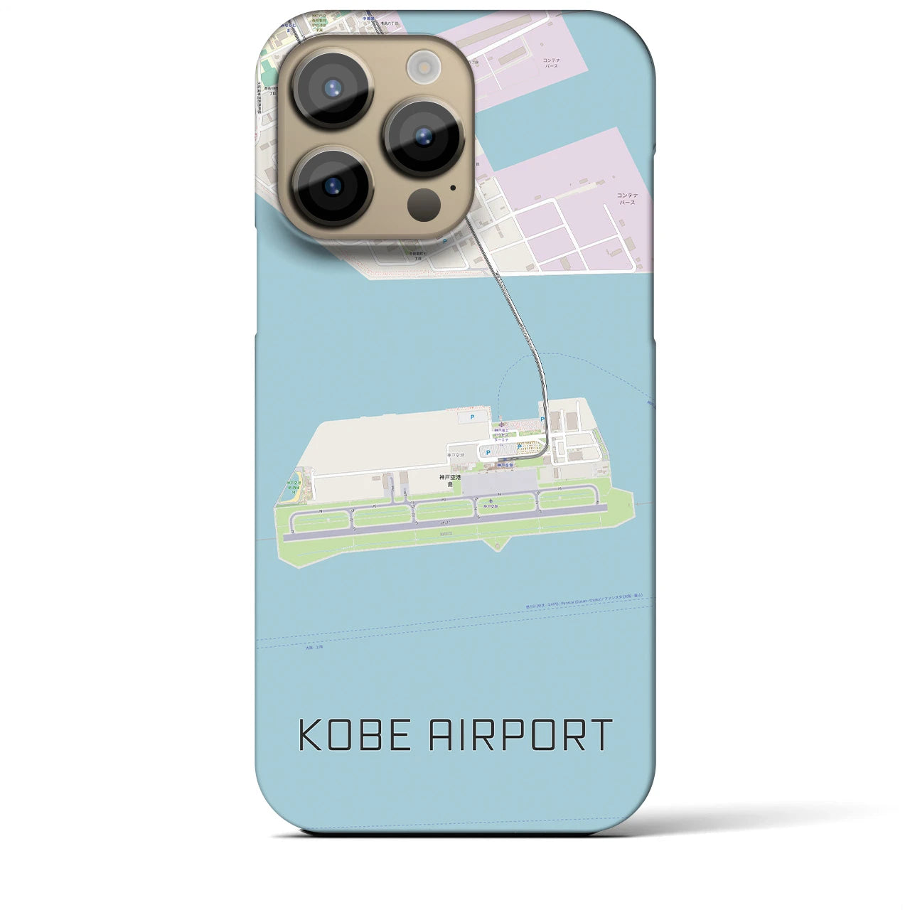 【神戸空港】地図柄iPhoneケース（バックカバータイプ・ナチュラル）iPhone 14 Pro Max 用