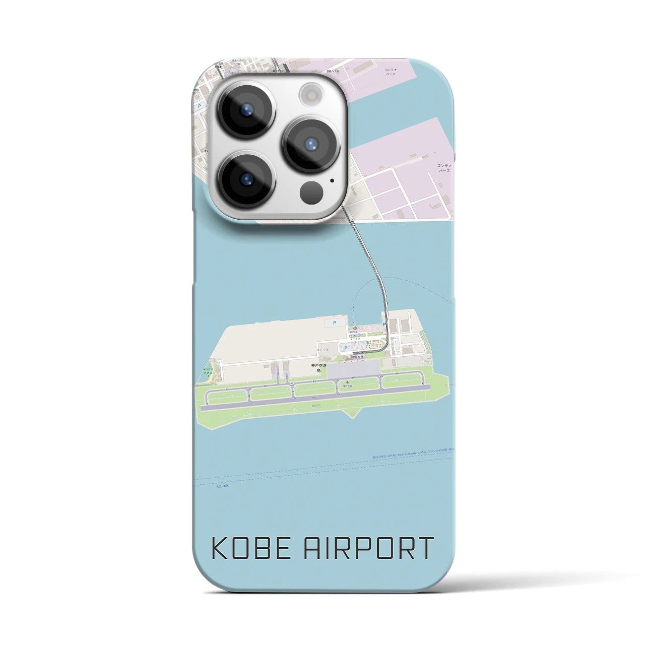 【神戸空港】地図柄iPhoneケース（バックカバータイプ・ナチュラル）iPhone 14 Pro 用
