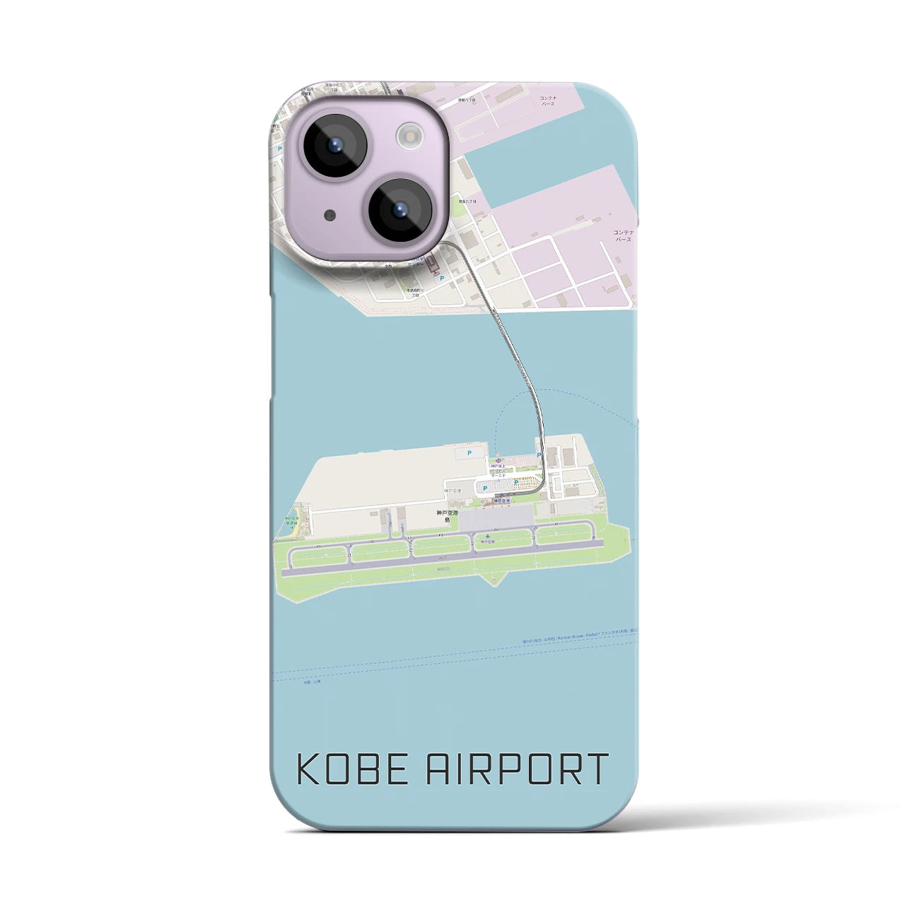 【神戸空港】地図柄iPhoneケース（バックカバータイプ・ナチュラル）iPhone 14 用