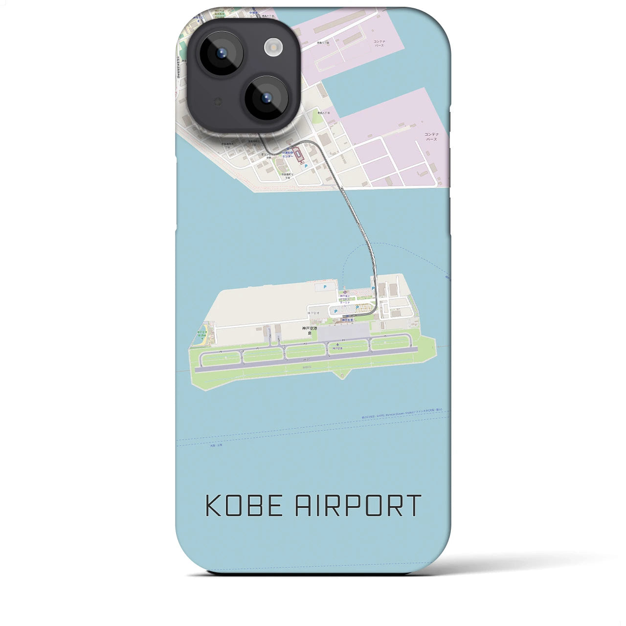 【神戸空港】地図柄iPhoneケース（バックカバータイプ・ナチュラル）iPhone 14 Plus 用