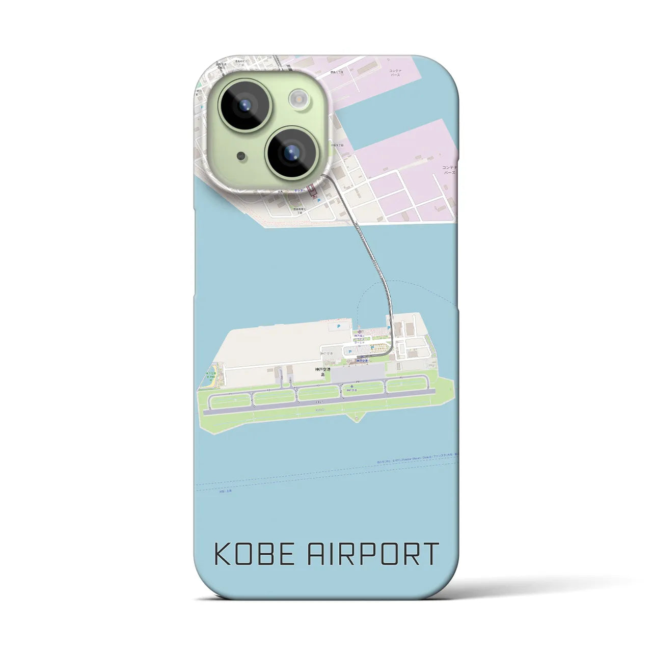 【神戸空港】地図柄iPhoneケース（バックカバータイプ・ナチュラル）iPhone 15 用