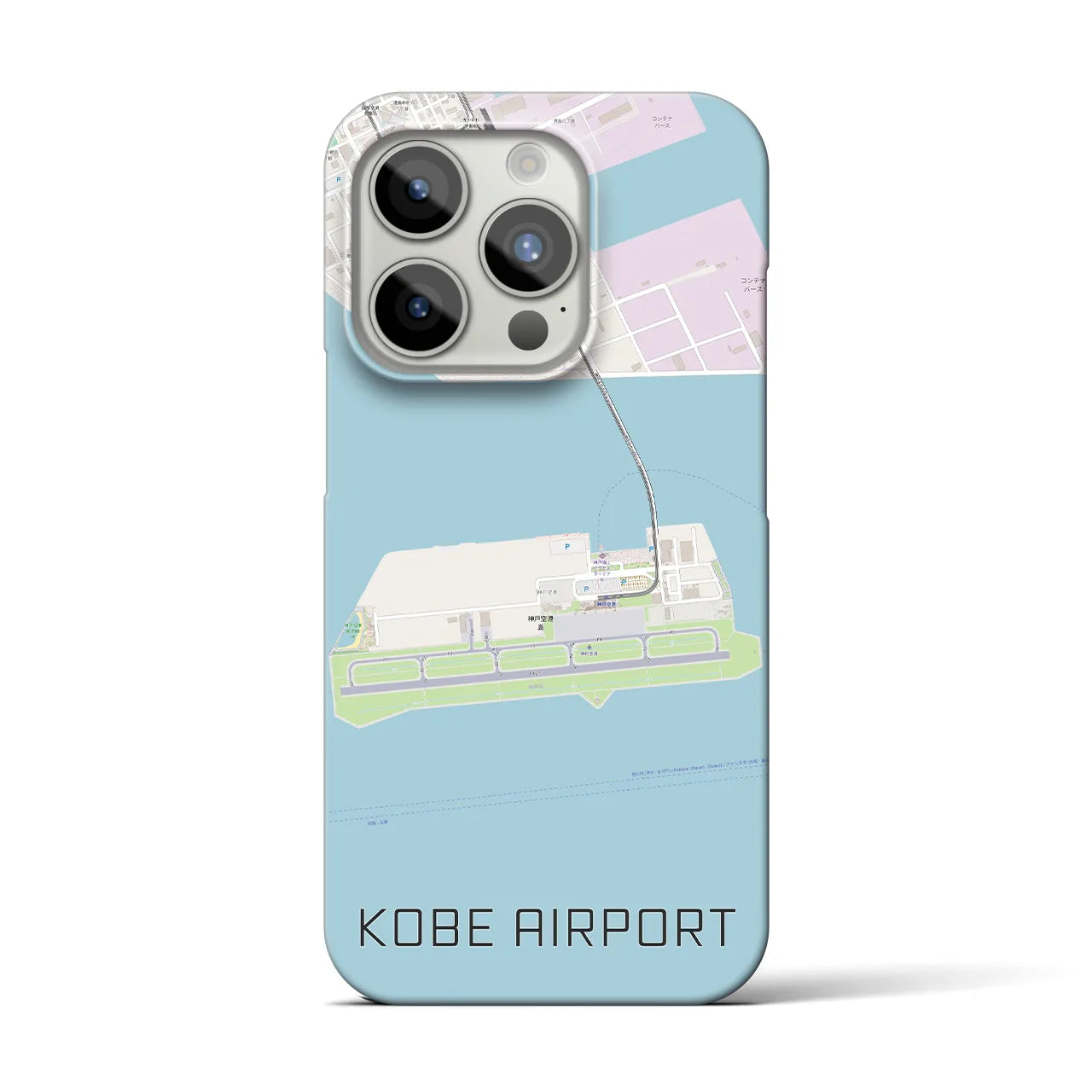【神戸空港】地図柄iPhoneケース（バックカバータイプ・ナチュラル）iPhone 15 Pro 用