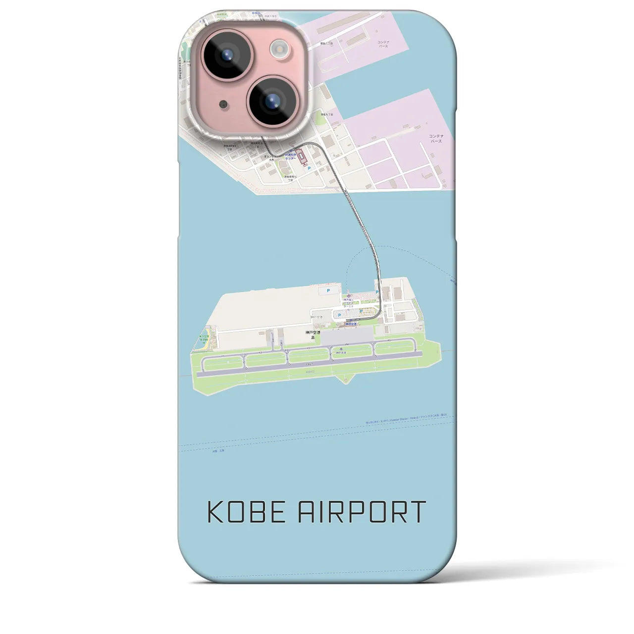 【神戸空港】地図柄iPhoneケース（バックカバータイプ・ナチュラル）iPhone 15 Plus 用