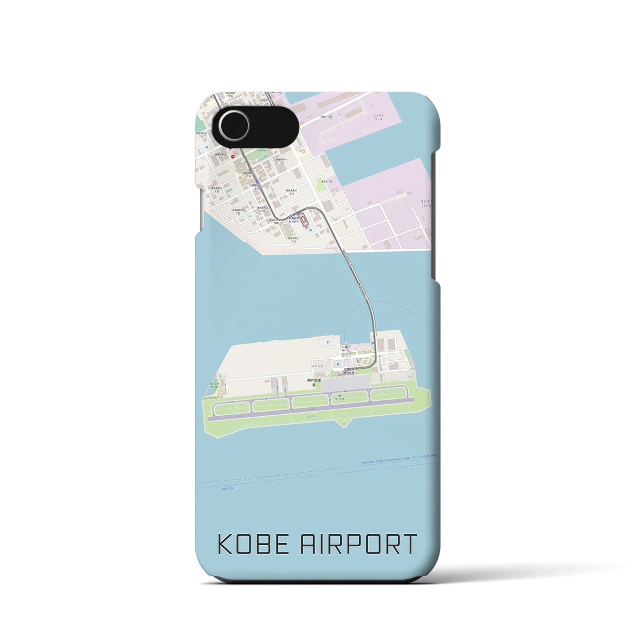 【神戸空港】地図柄iPhoneケース（バックカバータイプ・ナチュラル）iPhone SE（第3 / 第2世代） / 8 / 7 / 6s / 6 用