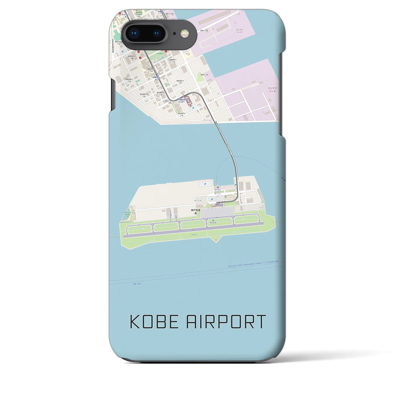 【神戸空港】地図柄iPhoneケース（バックカバータイプ・ナチュラル）iPhone 8Plus /7Plus / 6sPlus / 6Plus 用