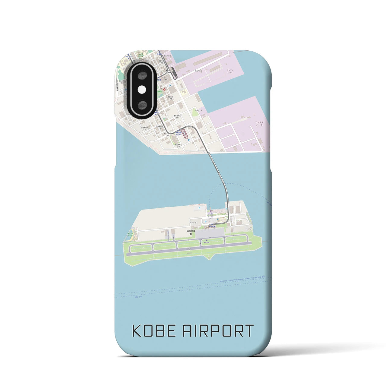 【神戸空港】地図柄iPhoneケース（バックカバータイプ・ナチュラル）iPhone XS / X 用