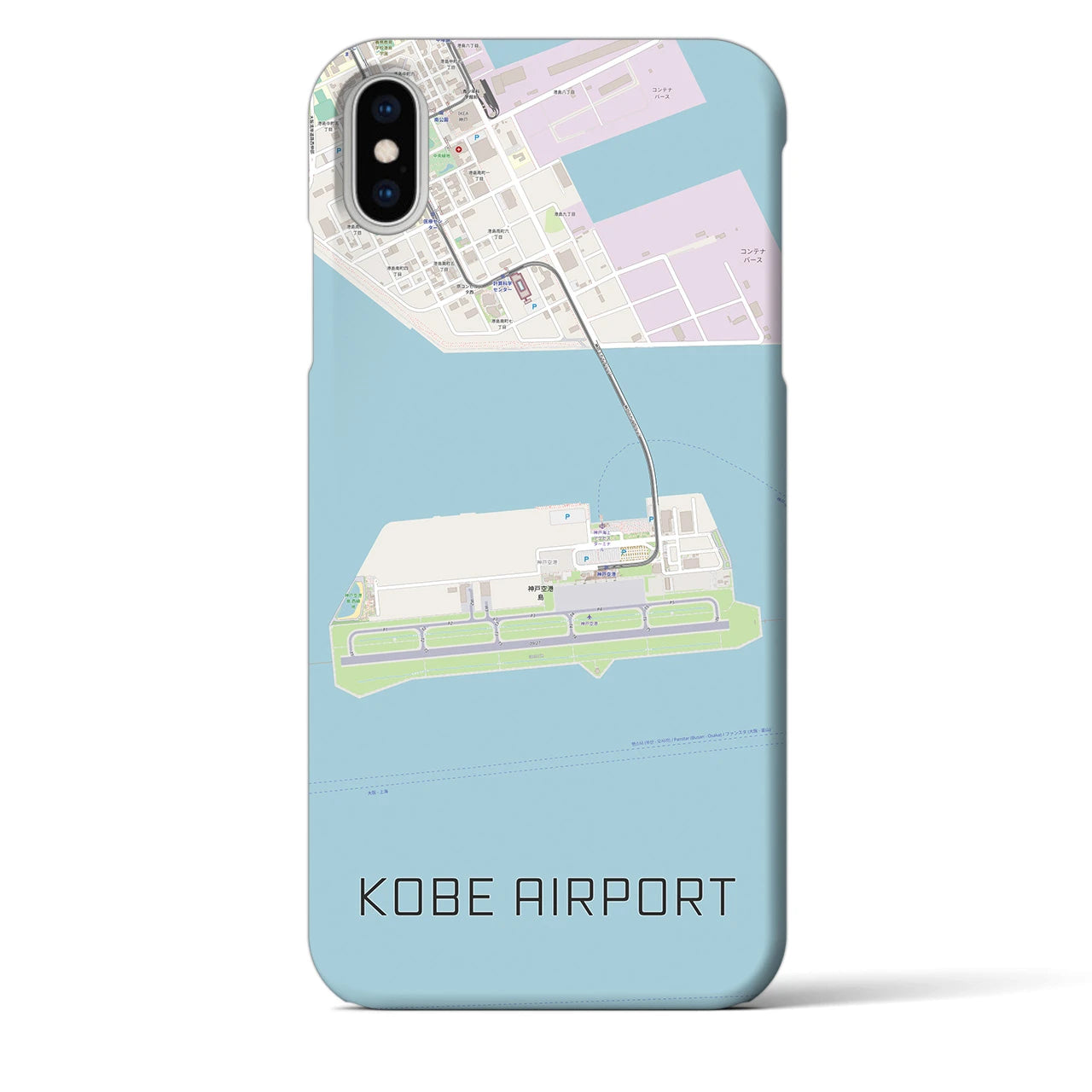【神戸空港】地図柄iPhoneケース（バックカバータイプ・ナチュラル）iPhone XS Max 用