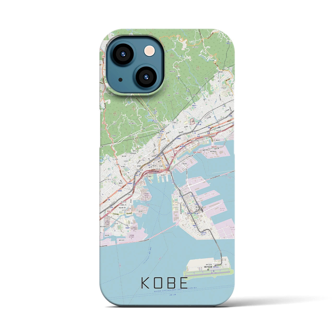 【神戸】地図柄iPhoneケース（バックカバータイプ・ナチュラル）iPhone 13 用